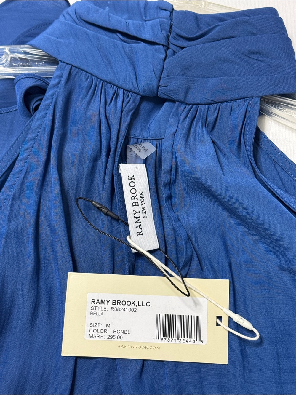 Navy One-Shoulder Ruffle top - Picture 3 of 3